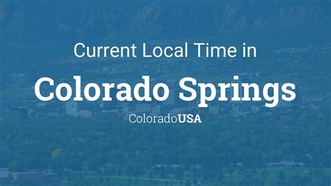 Best time for a conference call or a meeting is between 10am-6pm in ET which corresponds to 8am-4pm in Colorado Springs. . Current time in colorado springs